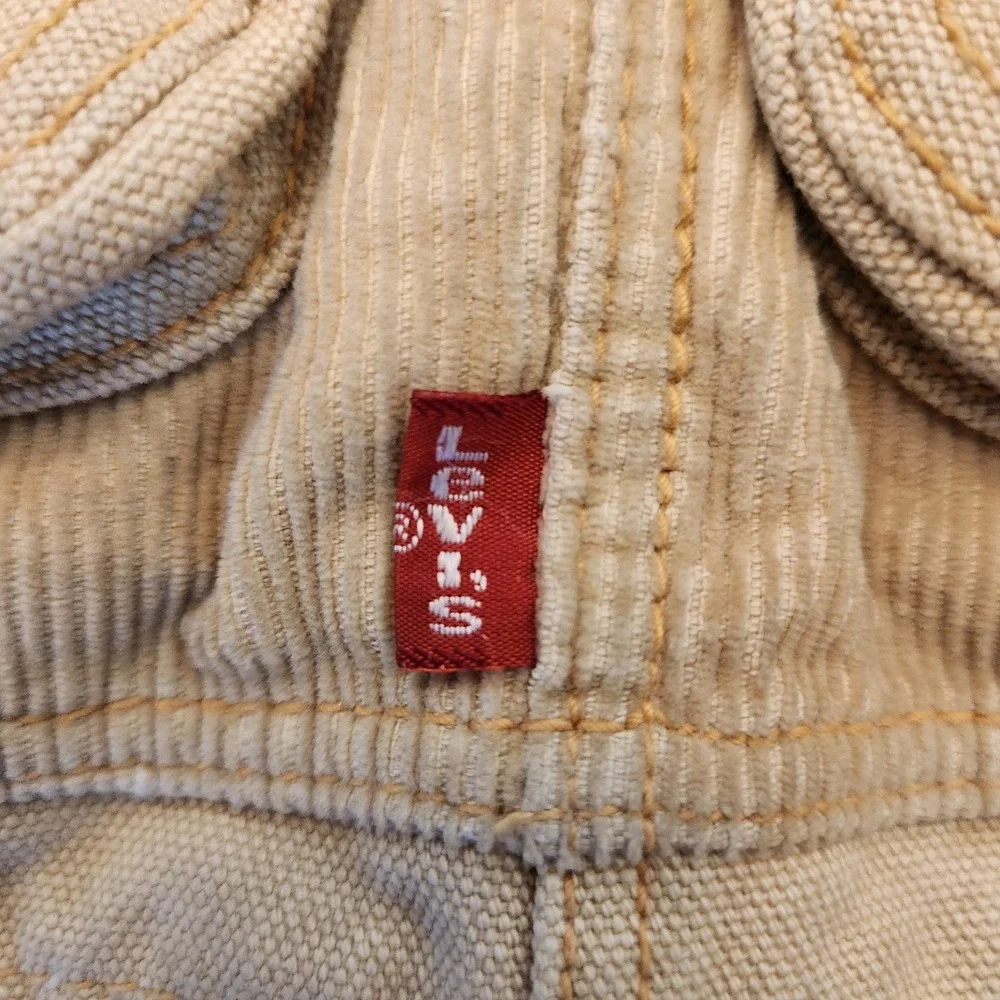 Vtg Y2K LEVI STRAUSS Khaki Beige Canvas Corduroy Messenger Book Bag Satchel